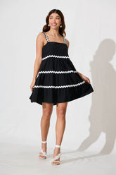 Black White Trim Sundress in Cotton